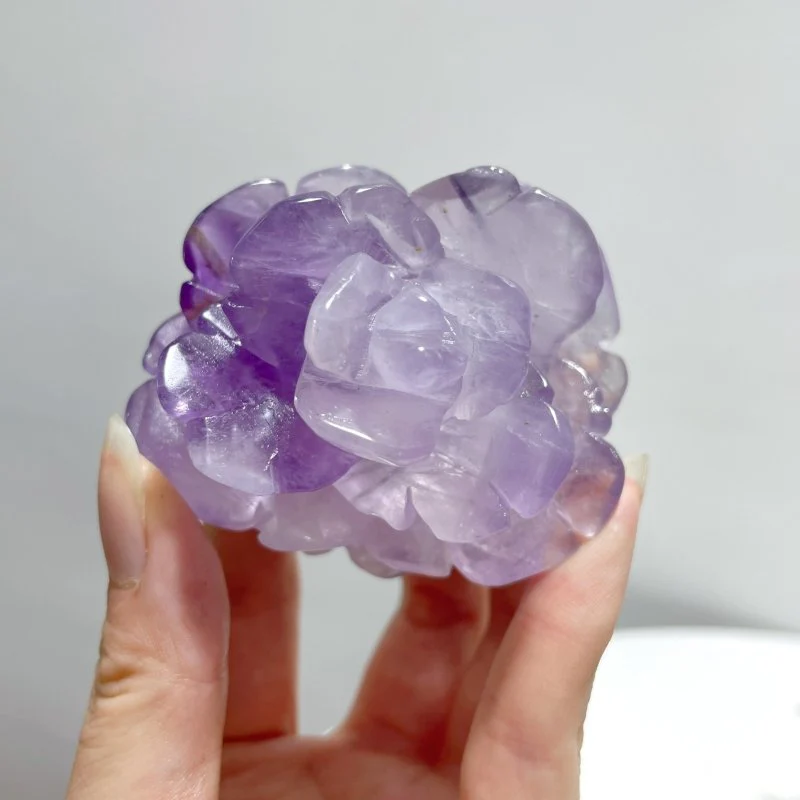 5 Pairs Beautiful Amethyst Flower Carving With Stand - Image 10