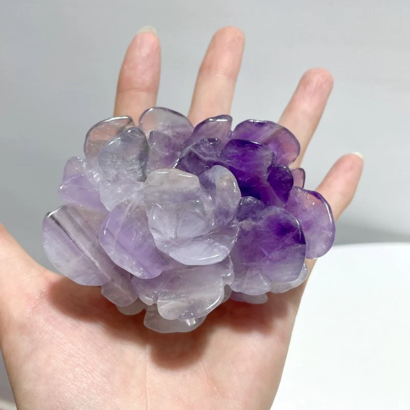 5 Pairs Beautiful Amethyst Flower Carving With Stand - Image 11