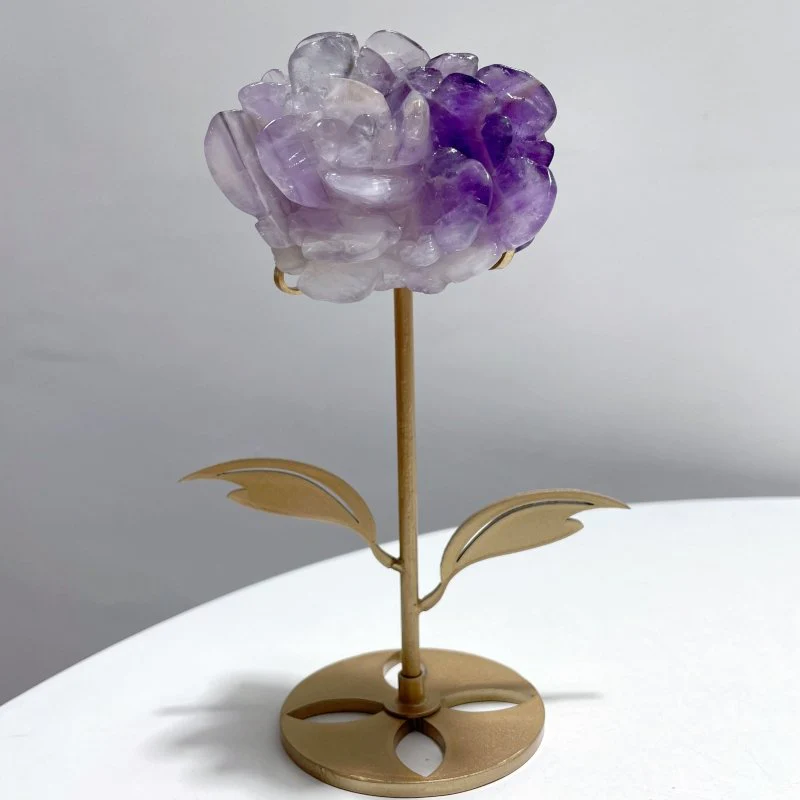 5 Pairs Beautiful Amethyst Flower Carving With Stand - Image 3