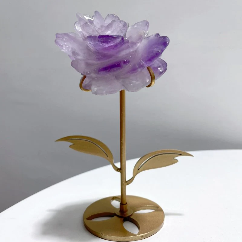 5 Pairs Beautiful Amethyst Flower Carving With Stand - Image 4