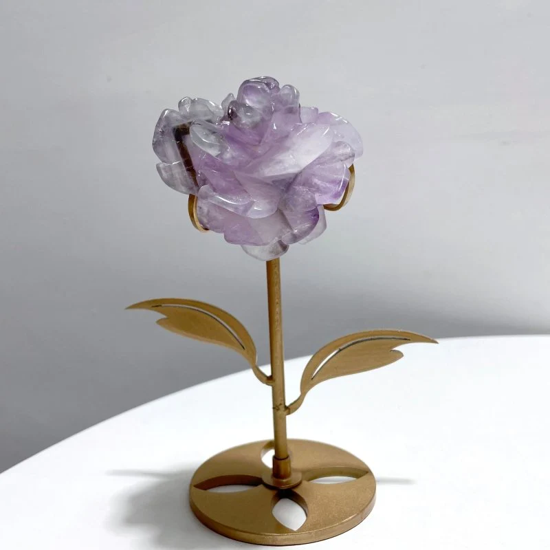 5 Pairs Beautiful Amethyst Flower Carving With Stand - Image 6