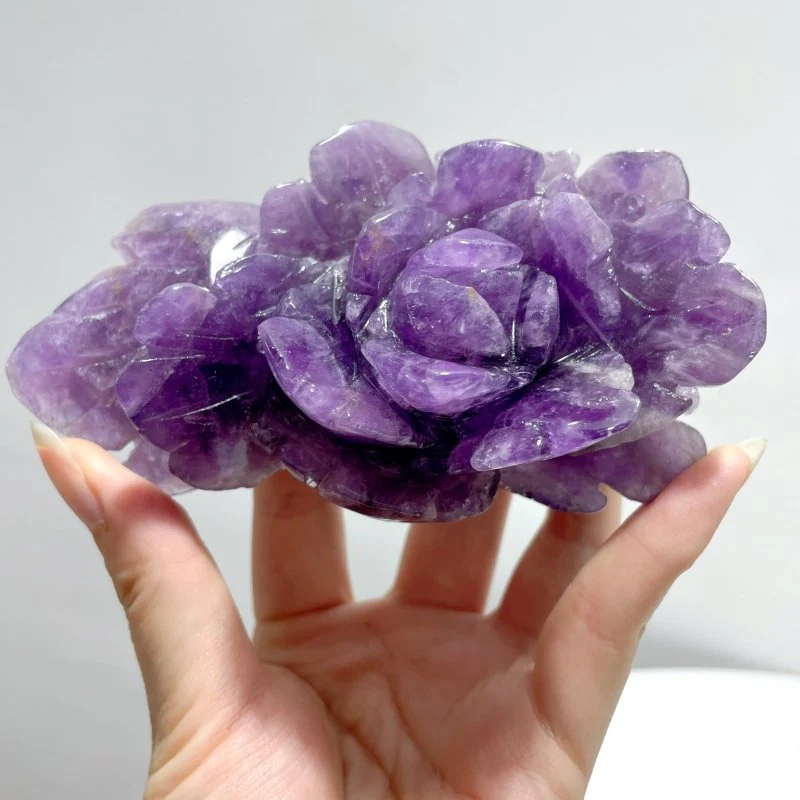 5 Pairs Beautiful Amethyst Flower Carving With Stand - Image 8