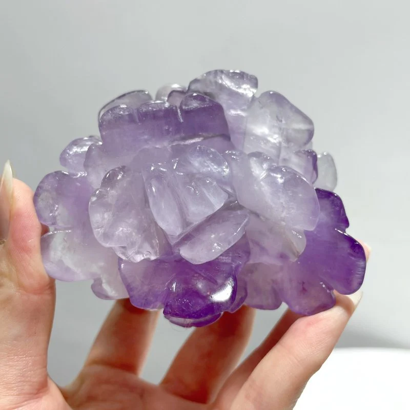 5 Pairs Beautiful Amethyst Flower Carving With Stand - Image 9
