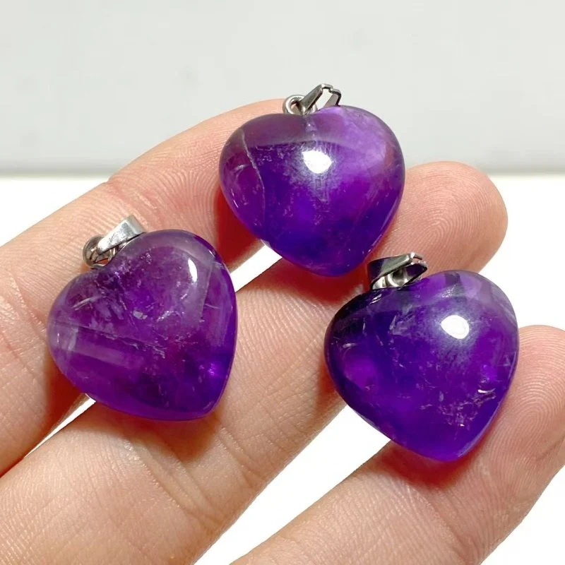 Amethyst Heart Pendants Wholesale - Image 5