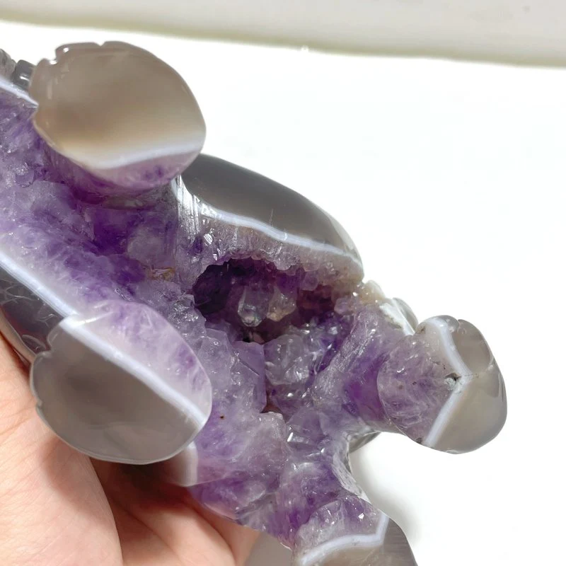 Beautiful Amethyst Mixed Geode Agate Druzy Elephant Carving #A01 - Image 4