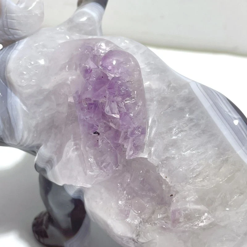 Beautiful Amethyst Mixed Geode Agate Druzy Elephant Animal Carving #A06 - Image 4