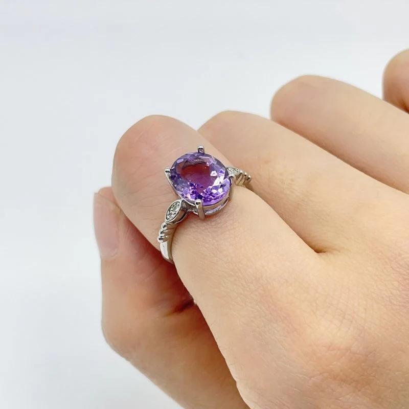 Beautiful Amethyst Cut Faceted Ring Wholesale - Image 2