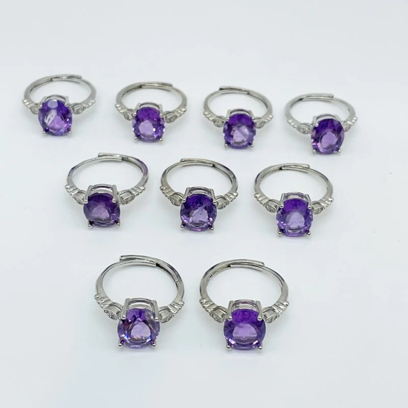Beautiful Amethyst Cut Faceted Ring Wholesale - Image 4