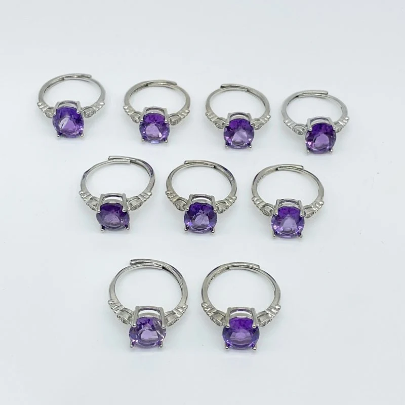 Beautiful Amethyst Cut Faceted Ring Wholesale - Image 5