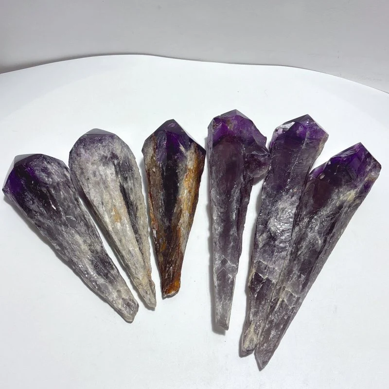 6 Pieces Large Beautiful Polished Amethyst Scepter Single Point 23-33cm - Image 7