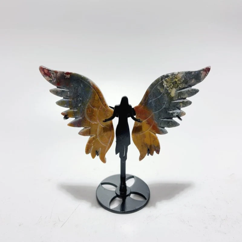 5 Pairs Beautiful Angel Wing With Stand Crazy Agate Golden Hematoid Quartz - Image 5