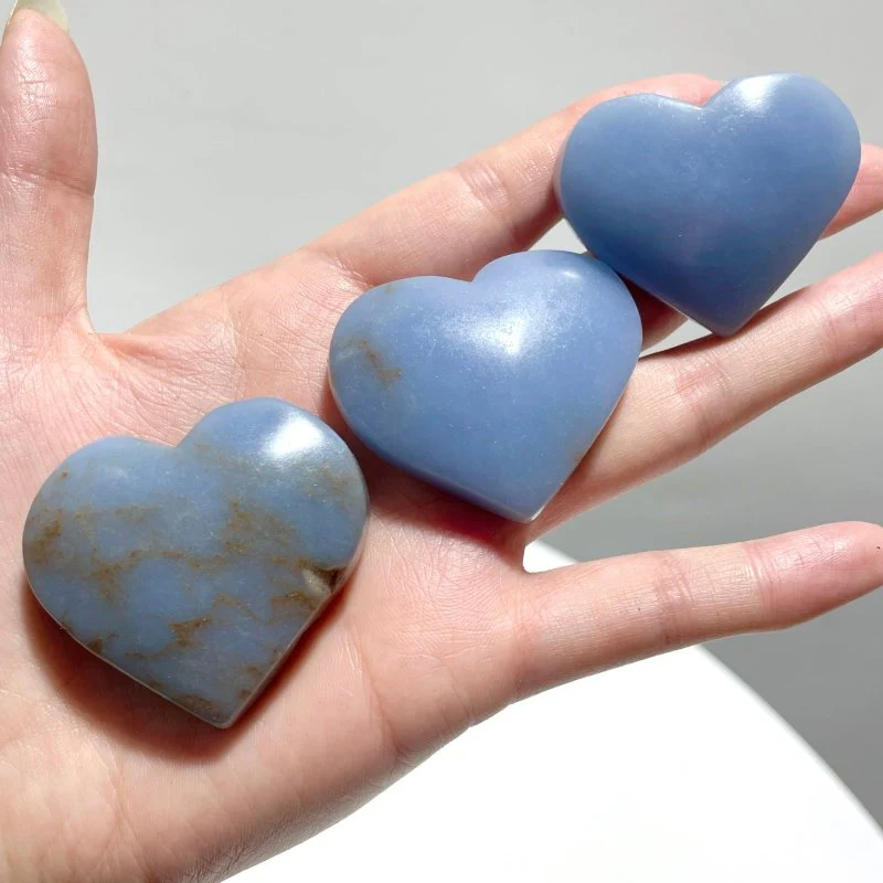 2 Size Beautiful Angelite Heart Wholesale - Image 6