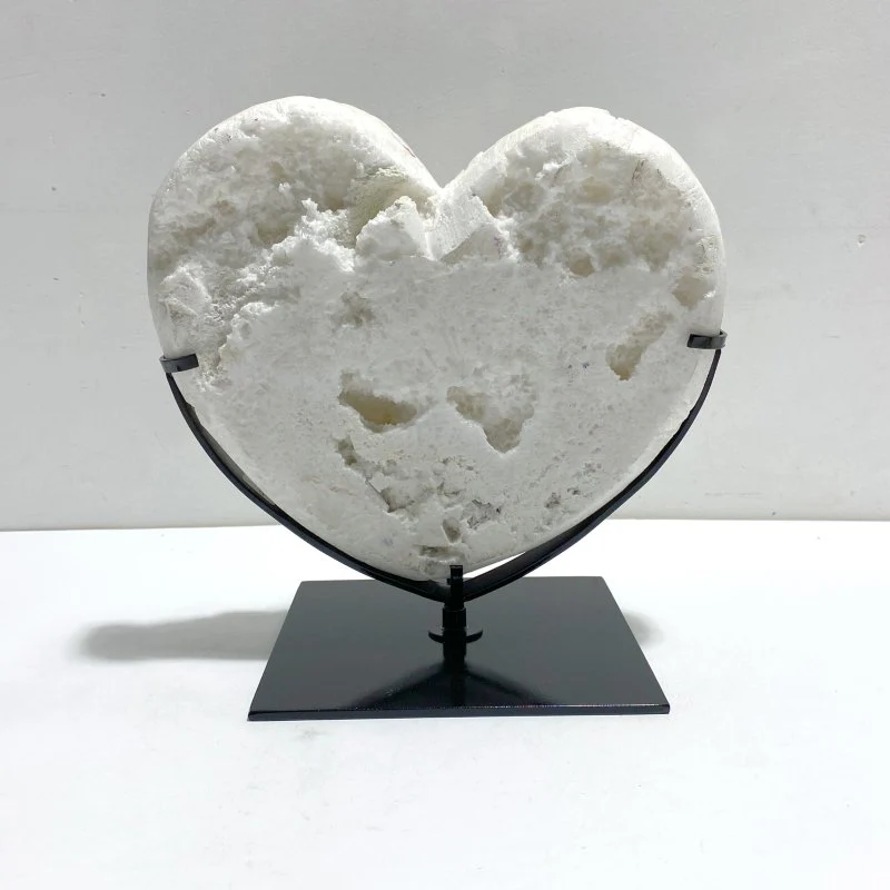 Beautiful Aura Quartz Cluster Heart With Stand #12 - Image 3