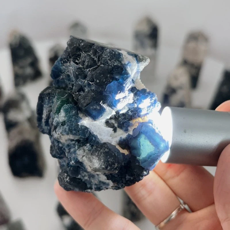 29 Pieces Beautiful Blue Fluorite Raw Tower Specimen Stone