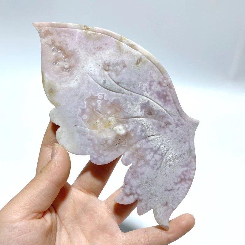 Beautiful Sakura Flower Agate Butterfly Wing Carving With Stand - Image 3
