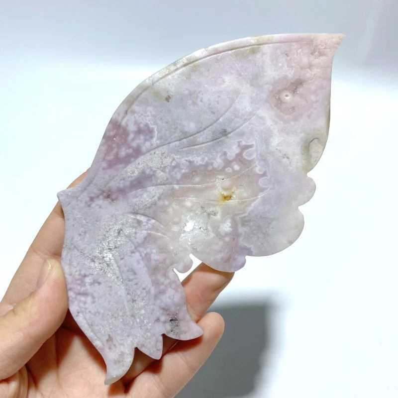Beautiful Sakura Flower Agate Butterfly Wing Carving With Stand - Image 4