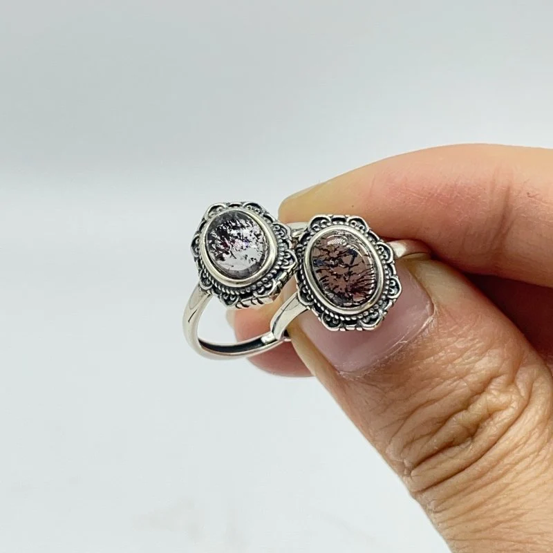 11 Pieces Beautiful Cacoxenite Super7 Amethyst Sterling Silver Different Styles Ring - Image 2