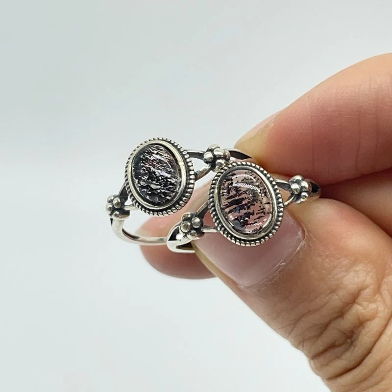 11 Pieces Beautiful Cacoxenite Super7 Amethyst Sterling Silver Different Styles Ring - Image 3