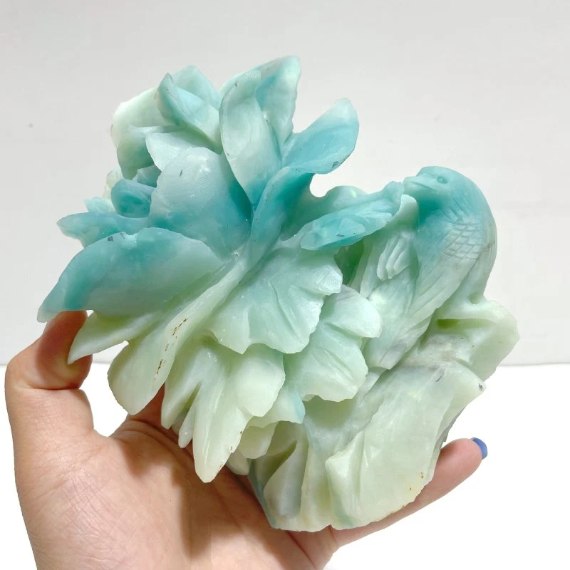 Beautiful Caribbean Calcite Bird&Flower Carving - Image 3