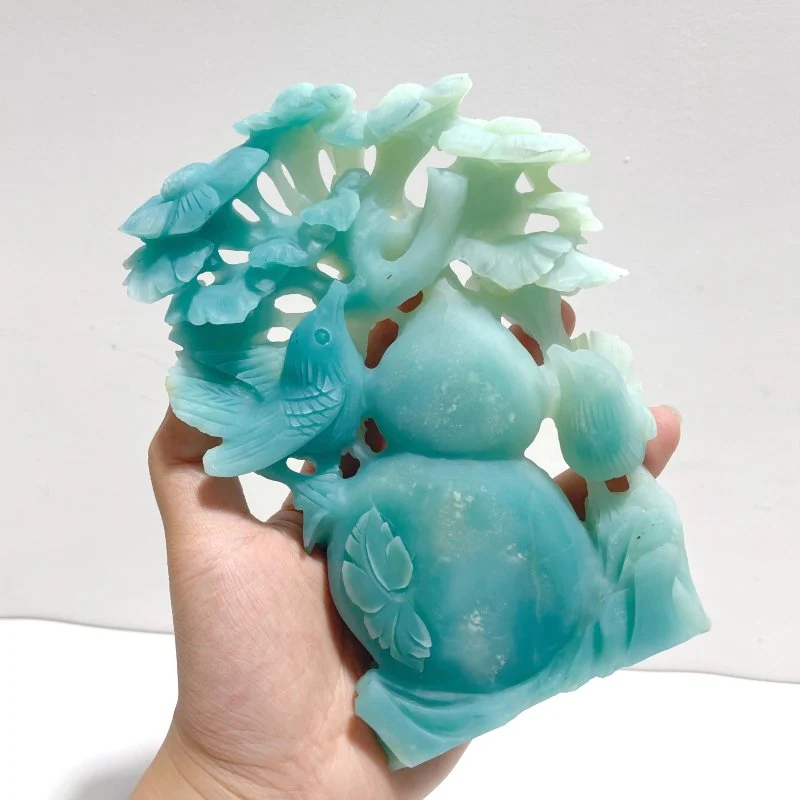 Beautiful Caribbean Calcite Bird&Calabash&Flower Carving - Image 2
