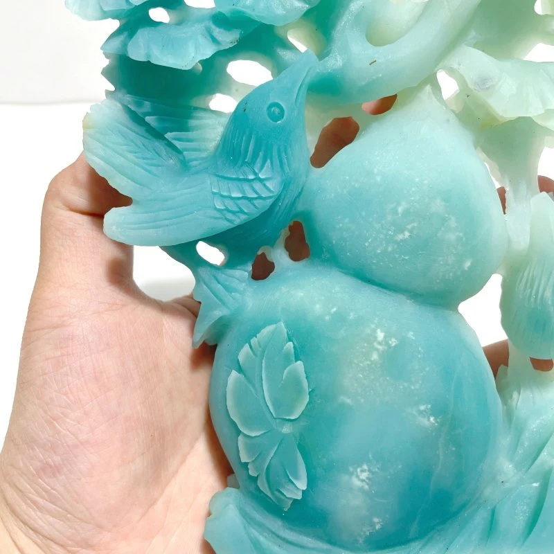 Beautiful Caribbean Calcite Bird&Calabash&Flower Carving - Image 3