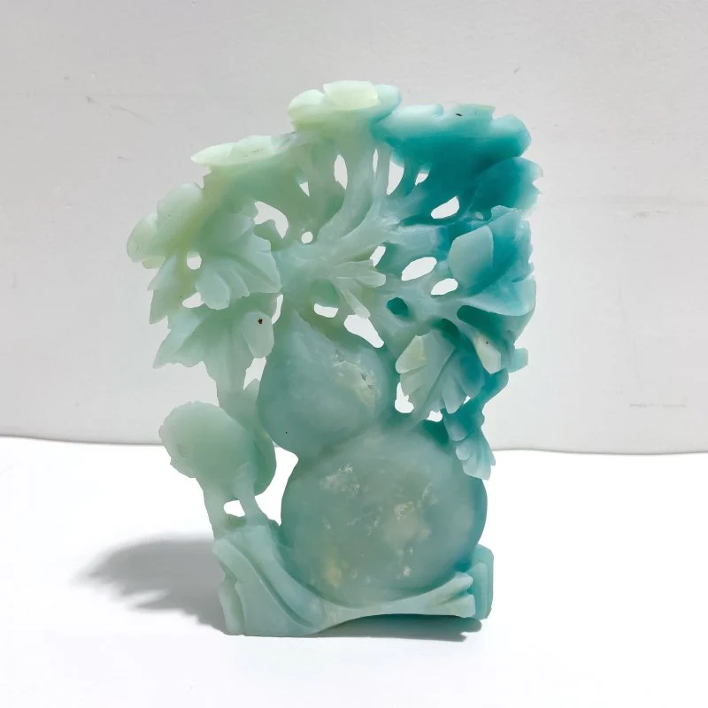 Beautiful Caribbean Calcite Bird&Calabash&Flower Carving - Image 4