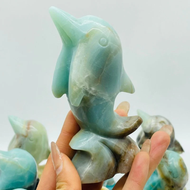 11 Pieces Beautiful Caribbean Calcite Dolphin Carving - Image 3