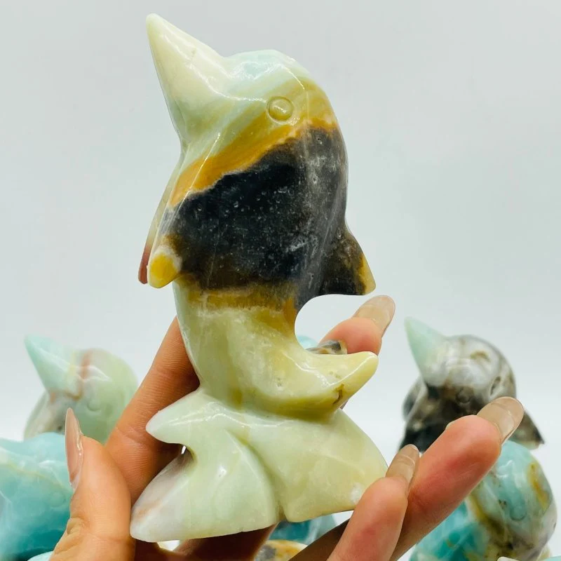 11 Pieces Beautiful Caribbean Calcite Dolphin Carving - Image 4