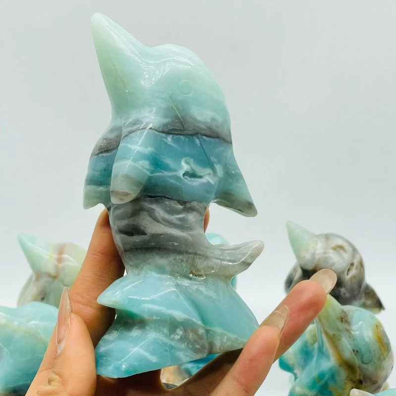 11 Pieces Beautiful Caribbean Calcite Dolphin Carving - Image 5