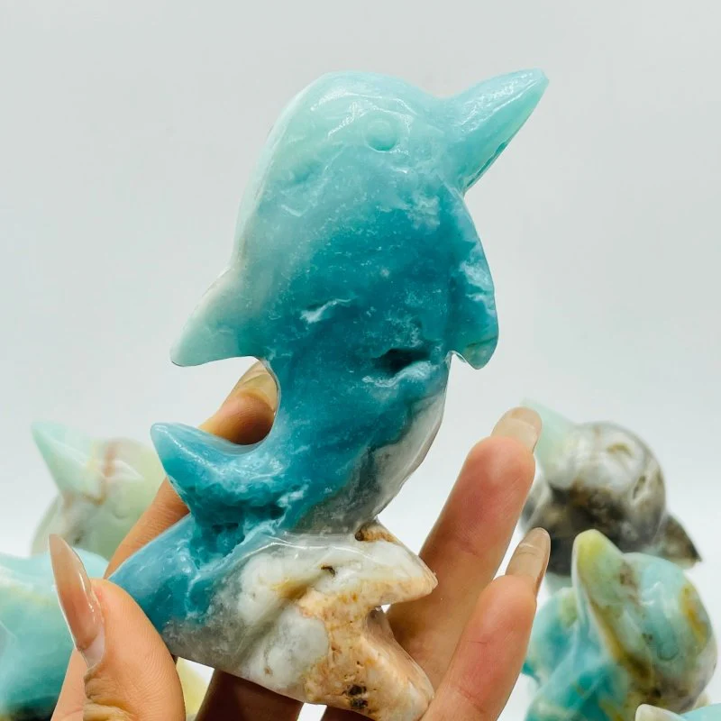 11 Pieces Beautiful Caribbean Calcite Dolphin Carving - Image 7