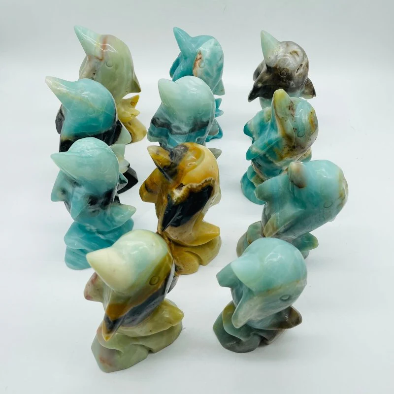 11 Pieces Beautiful Caribbean Calcite Dolphin Carving - Image 8