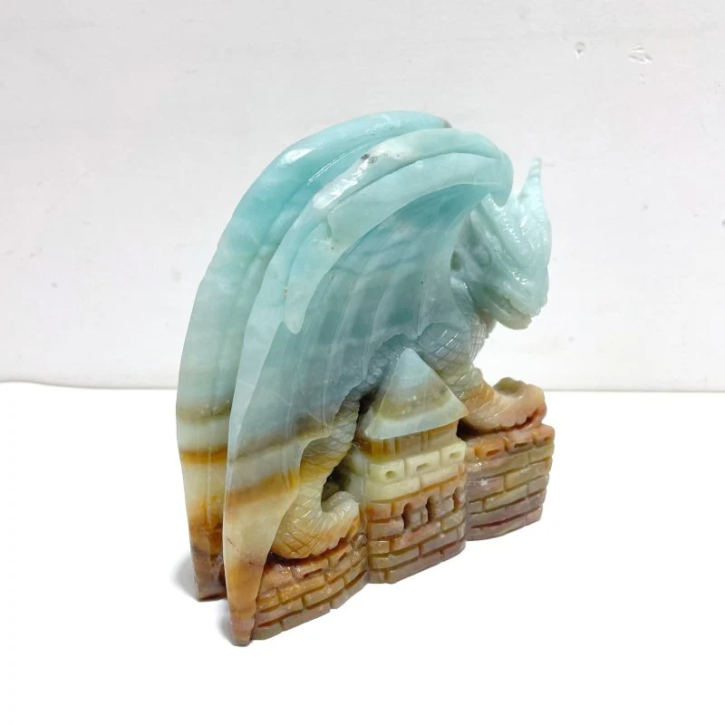 Beautiful Caribbean Calcite Flying Dragon Castle Carving - Image 2