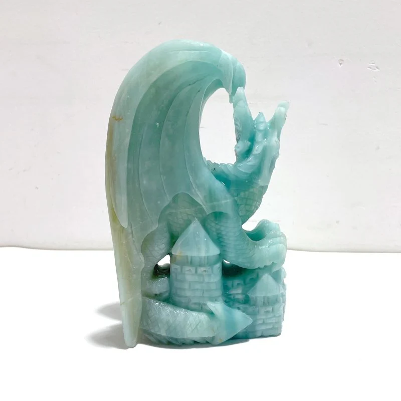 Beautiful Caribbean Calcite Flying Dragon Castle Carving - Image 3