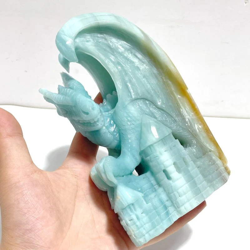 Beautiful Caribbean Calcite Flying Dragon Castle Carving - Image 4