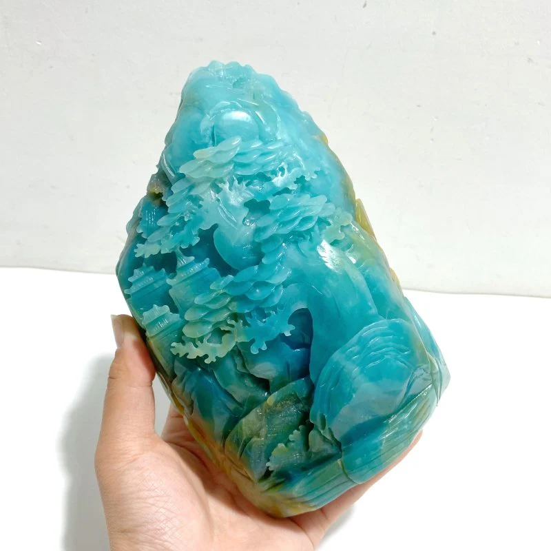 Beautiful Caribbean Calcite Landscape Pavilion Carving #1 - Image 4