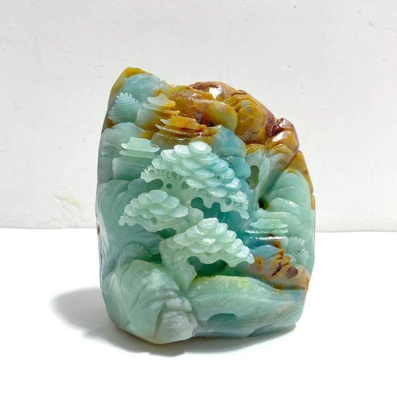Beautiful Caribbean Calcite Landscape Pavilion Carving #3
