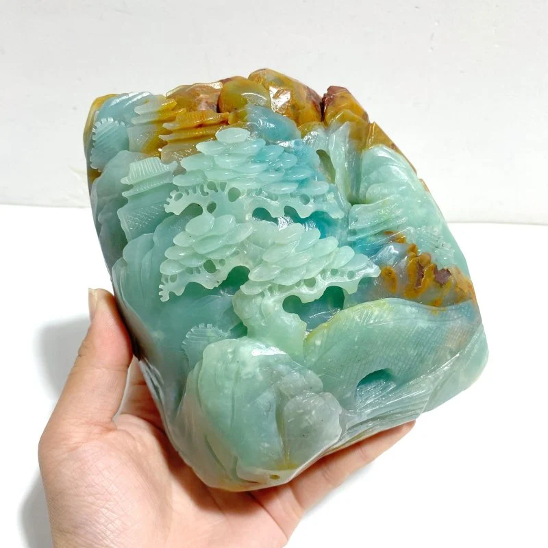 Beautiful Caribbean Calcite Landscape Pavilion Carving #3 - Image 4