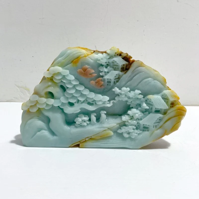 Beautiful Caribbean Calcite Landscape Pavilion Carving #5