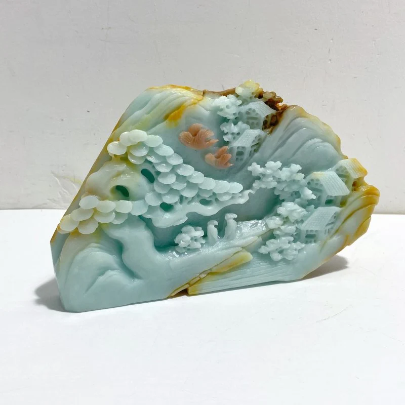 Beautiful Caribbean Calcite Landscape Pavilion Carving #5 - Image 2