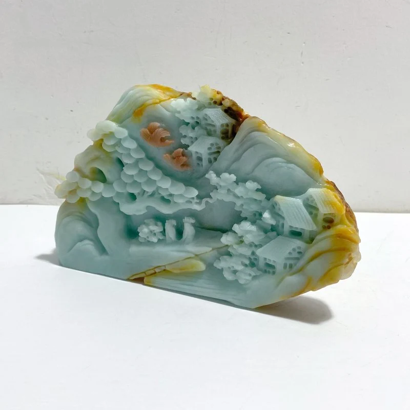 Beautiful Caribbean Calcite Landscape Pavilion Carving #5 - Image 3