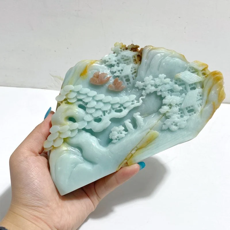 Beautiful Caribbean Calcite Landscape Pavilion Carving #5 - Image 4