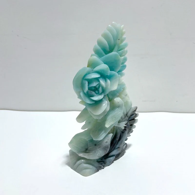 Beautiful Caribbean Calcite Mixed Pyrite Birds&Flower Carving - Image 2