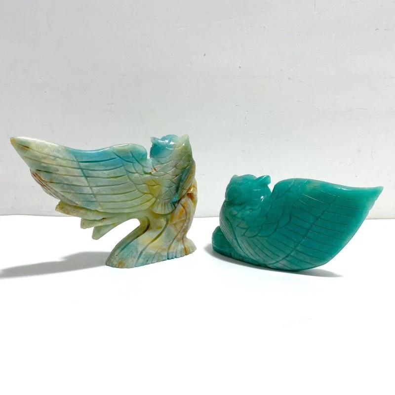 2 Pieces Owl Carving Amazonite Caribbean Calcite - Image 6