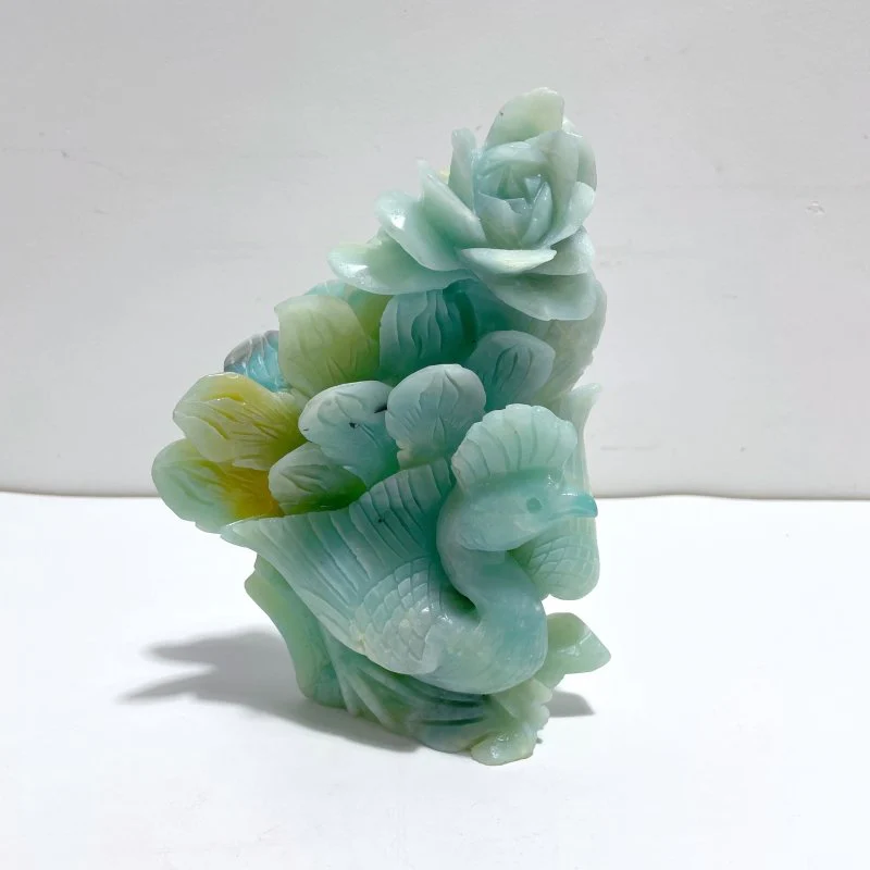 Beautiful Caribbean Calcite Peacock Carving