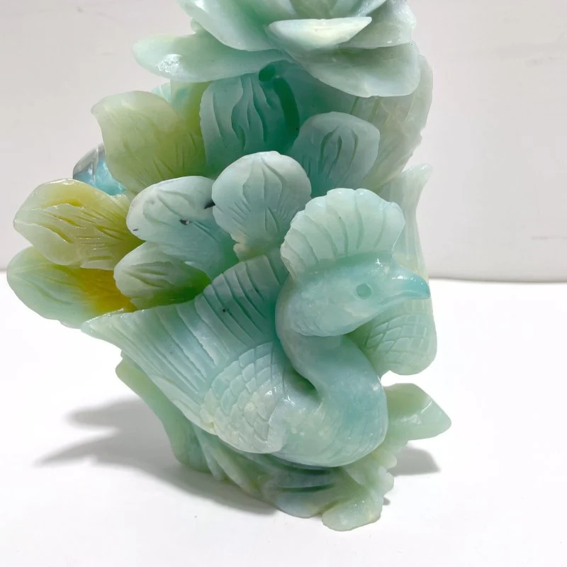 Beautiful Caribbean Calcite Peacock Carving - Image 3