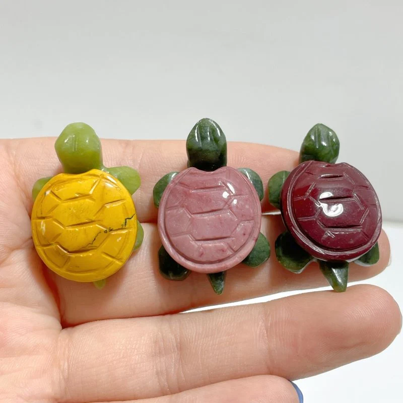 3 Types Beautiful Turtle Crystal Carving Wholesale Caribbean Calcite Chevron Amethyst - Image 11