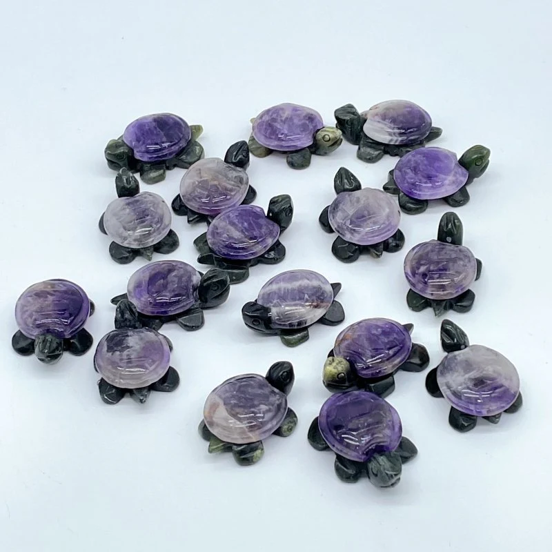 3 Types Beautiful Turtle Crystal Carving Wholesale Caribbean Calcite Chevron Amethyst - Image 6