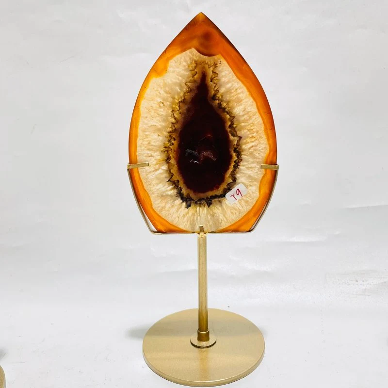 9 Pieces Beautiful Geode Carnelian Druzy Arrow Head With Stand - Image 2