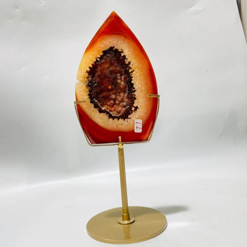9 Pieces Beautiful Geode Carnelian Druzy Arrow Head With Stand - Image 5