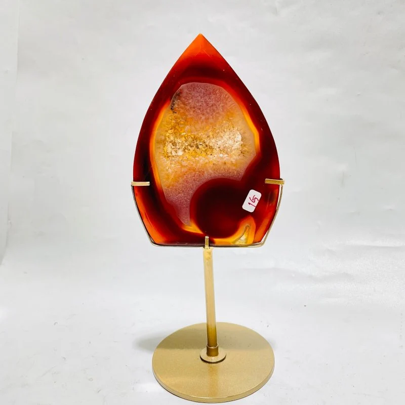 9 Pieces Beautiful Geode Carnelian Druzy Arrow Head With Stand - Image 6
